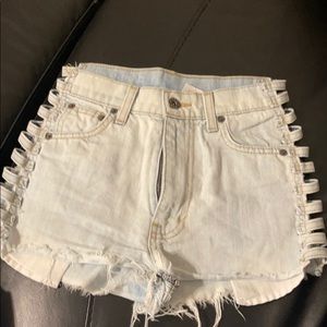 Denim High Waisted Shorts with Open Sides